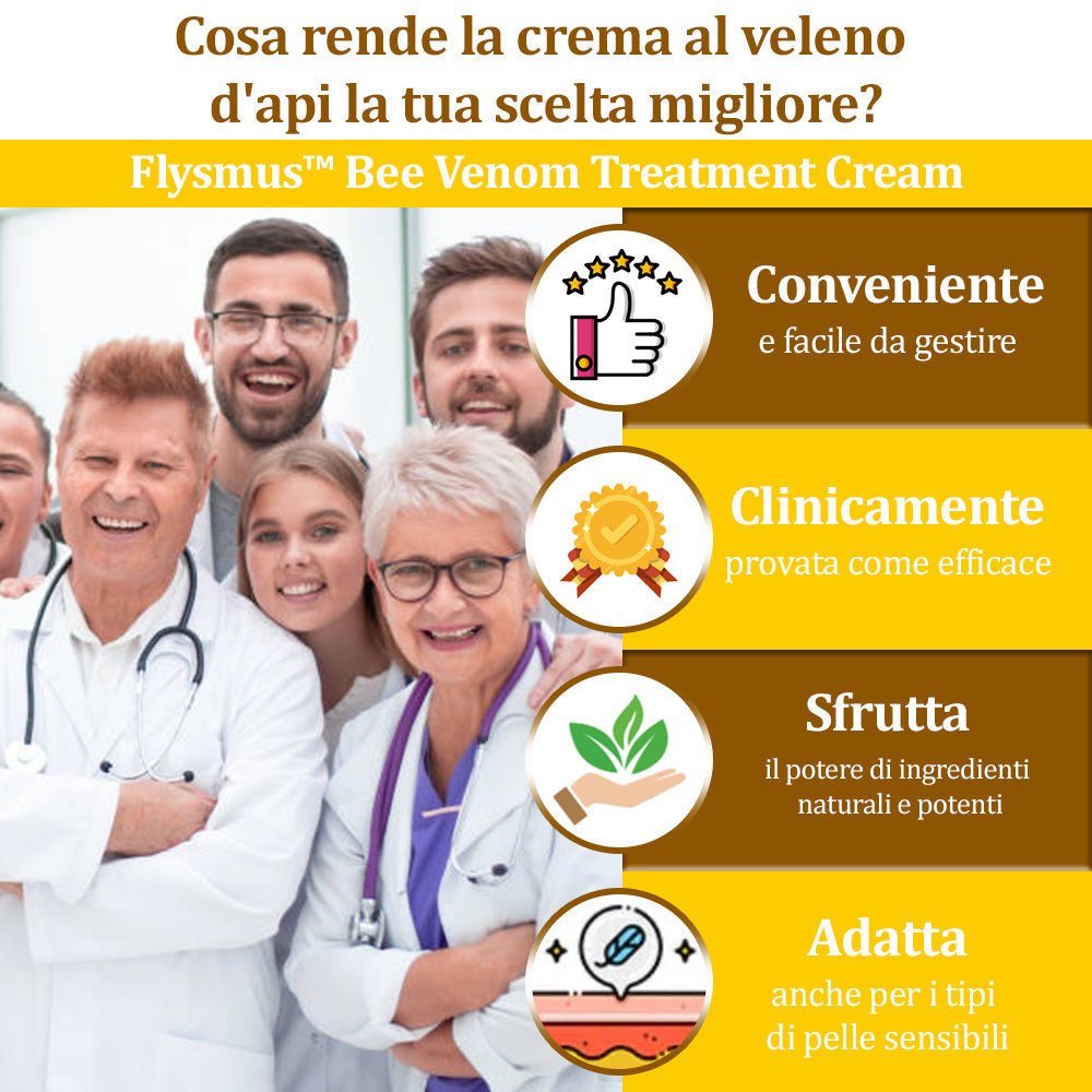 ✨flysmus™ Crema al Veleno d'Api per Più Benefici🐝:Tratta Eczema, Psoriasi, Acne, Rosacea, Infezioni Fungine, Verruche