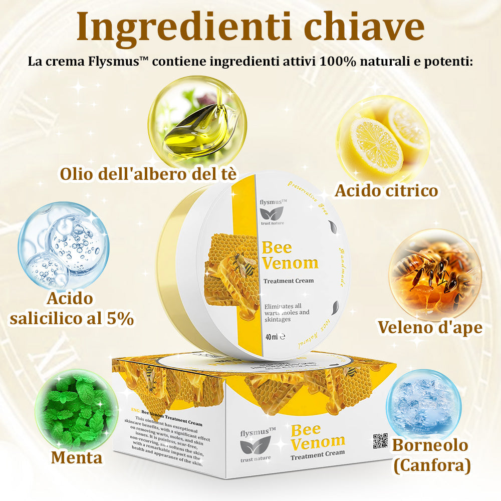 ✨flysmus™ Crema al Veleno d'Api per Più Benefici🐝:Tratta Eczema, Psoriasi, Acne, Rosacea, Infezioni Fungine, Verruche